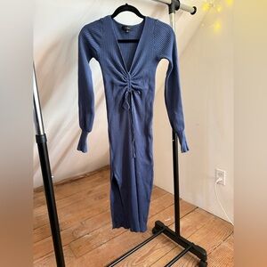 Lulu's Navy Long Sleeve Ribbed Dress